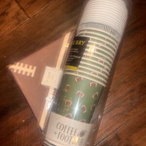 Football Coffee Cups W/ Lid and Sleeve/ Napkins